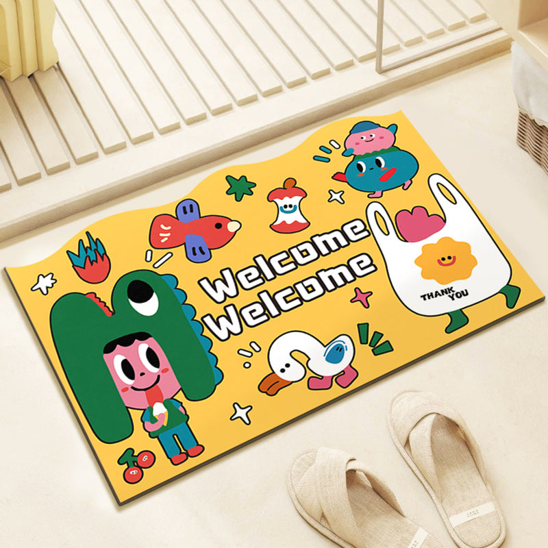 Playful Character-Themed Welcome Mat