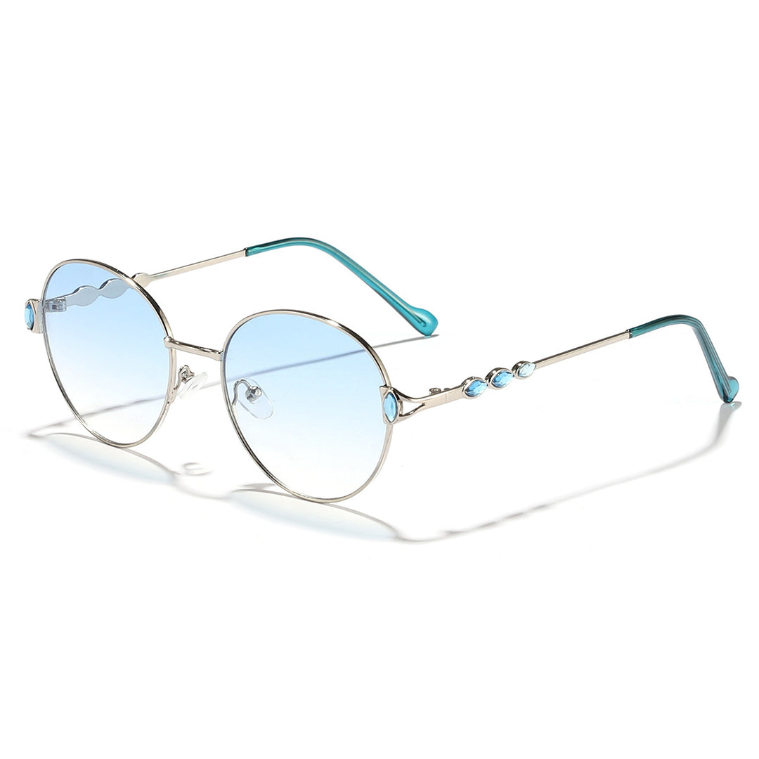 Women round sunglasses with elegant metal frame and mirrored lenses Stornfield