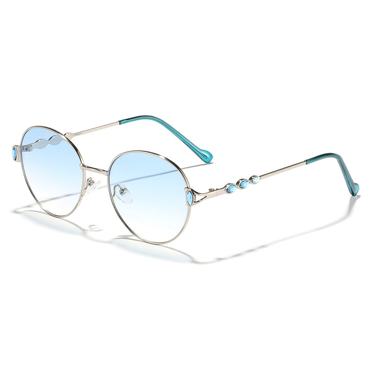 Women round sunglasses with elegant metal frame and mirrored lenses Stornfield