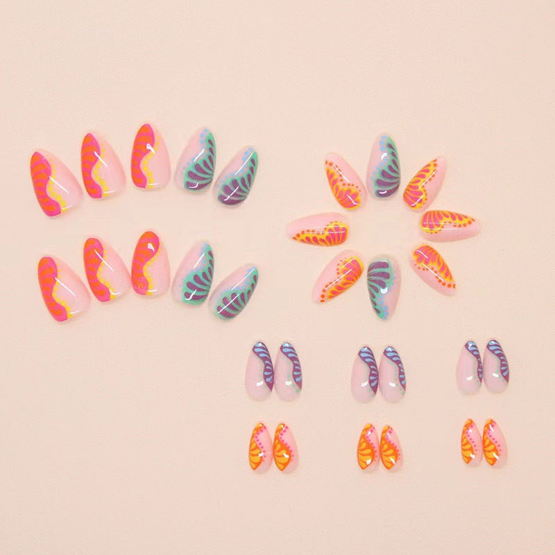 Art nail set with colorful gradient and creative designs Stornfield