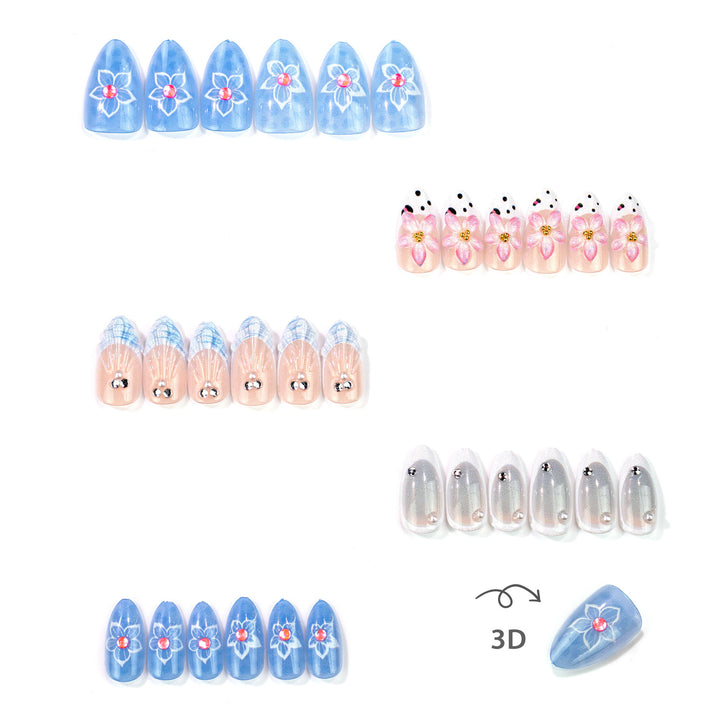 Artistic Floral-Pattern Press-On Nail Set