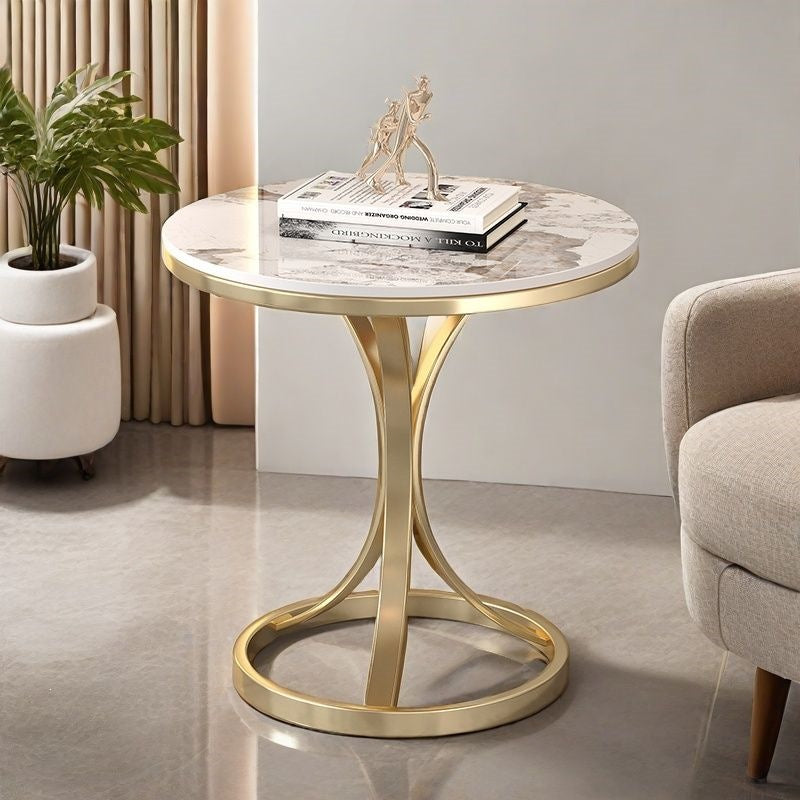 Modern Round Accent Table with Sleek Metal Base Stornfield