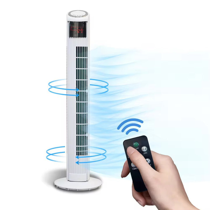 Cooling vertical oscillating tower fan with digital LED display and remote control Stornfield