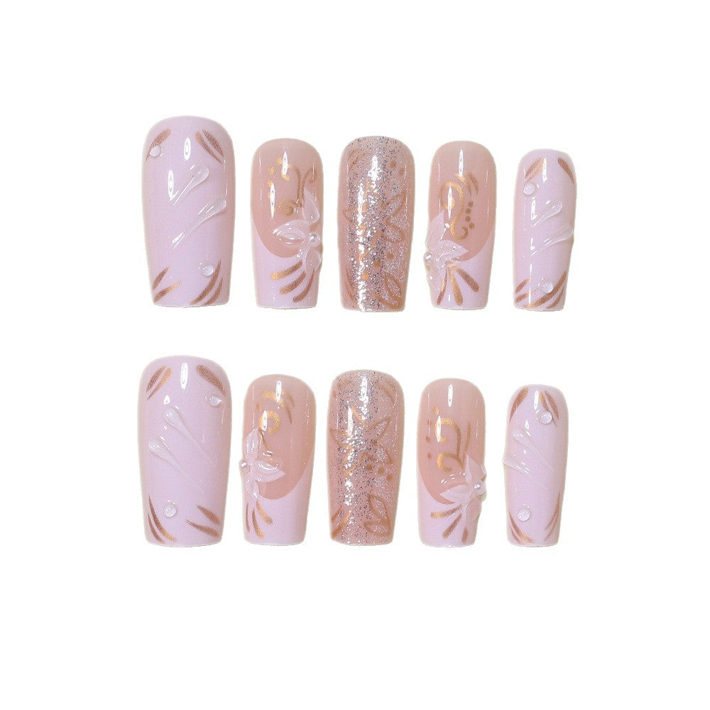 Decorative Long Press-On Nail Art Set Stornfield