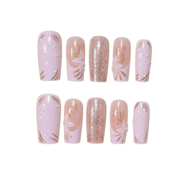 Decorative Long Press-On Nail Art Set Stornfield