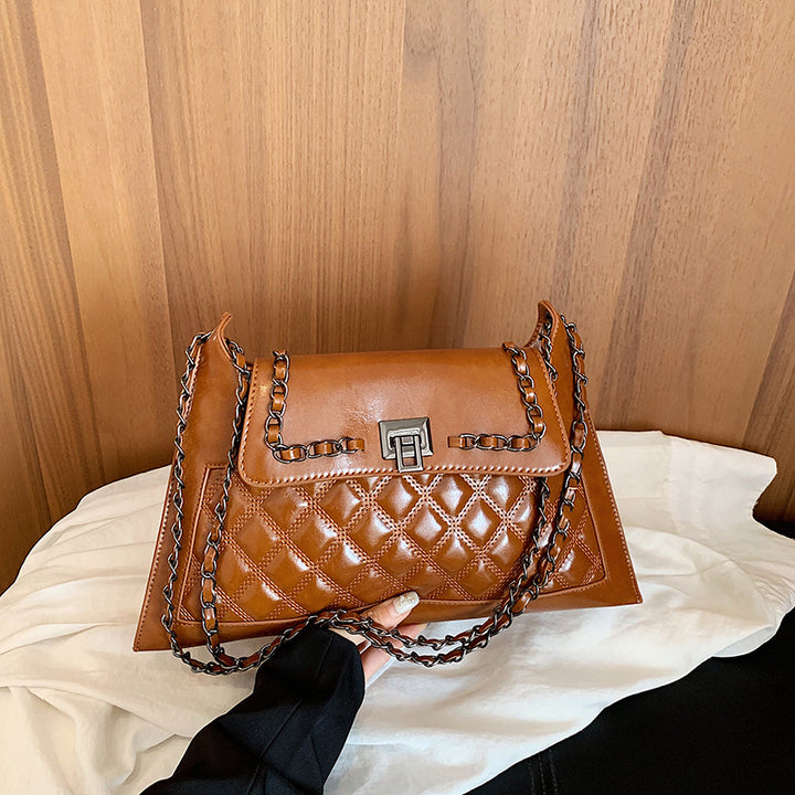Quilted Chain-Accent Handbag
