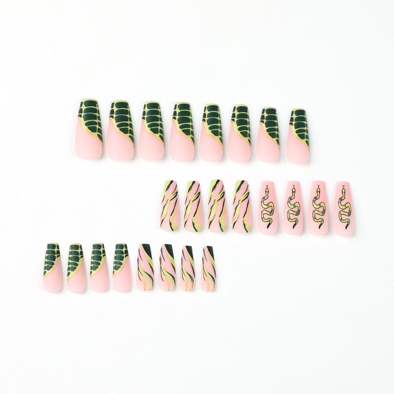 Artful Nail Extensions with Serpentine Design Stornfield