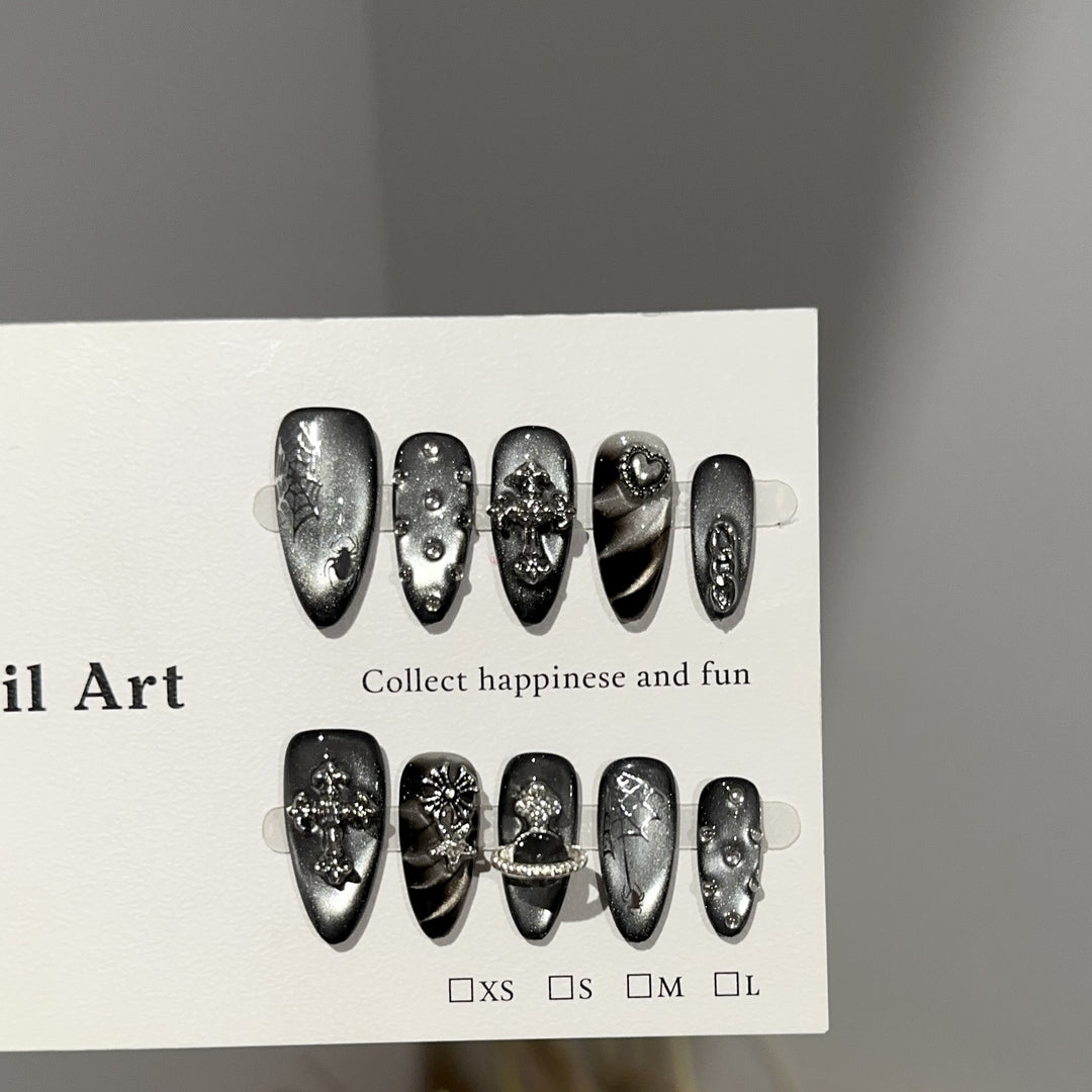 Gothic-Themed Press-On Nail Art Set
