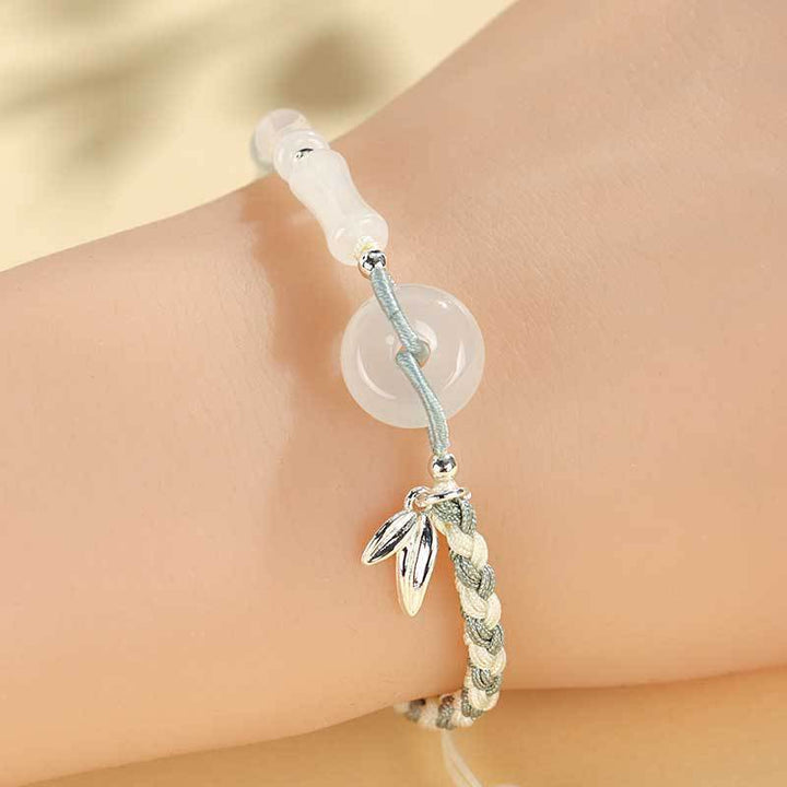 Adjustable Gemstone and Leaf Charm Bracelet Stornfield