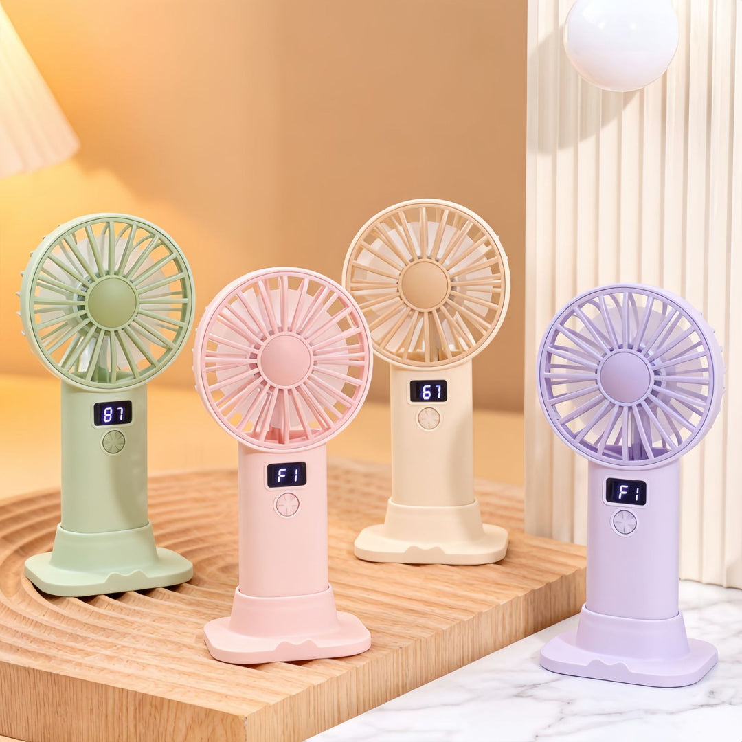 Women Portable Handheld Fan with Digital Speed Setting Stornfield