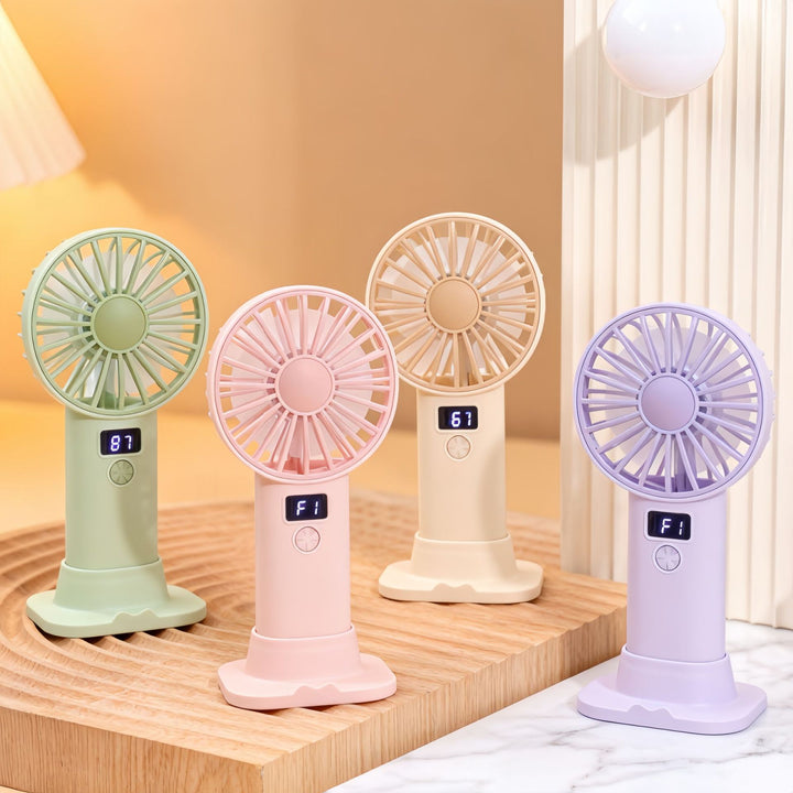 Women Portable Handheld Fan with Digital Speed Setting Stornfield