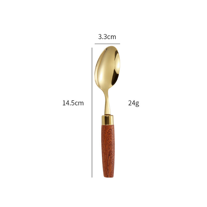Elegant dessert spoon with ergonomic wooden handle Stornfield