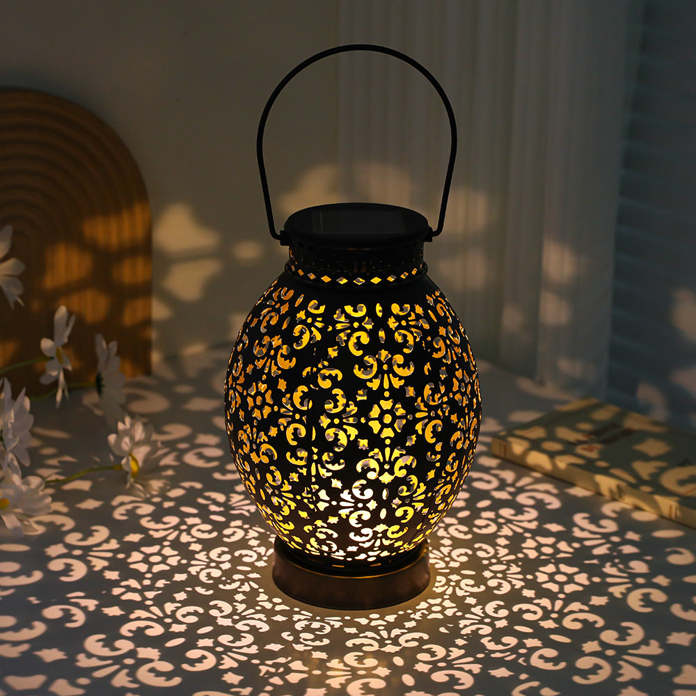 Moroccan-Style Cutwork Metal Candle Lantern with Hanging Handle Stornfield