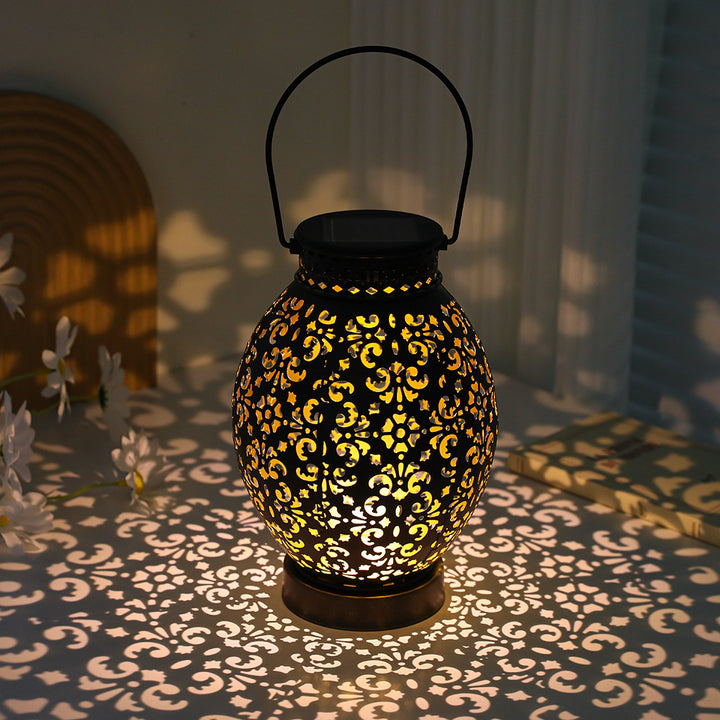 Moroccan-Style Cutwork Metal Candle Lantern with Hanging Handle Stornfield
