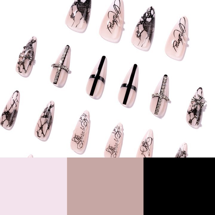 Artful stiletto nails with elegant embellishments Stornfield