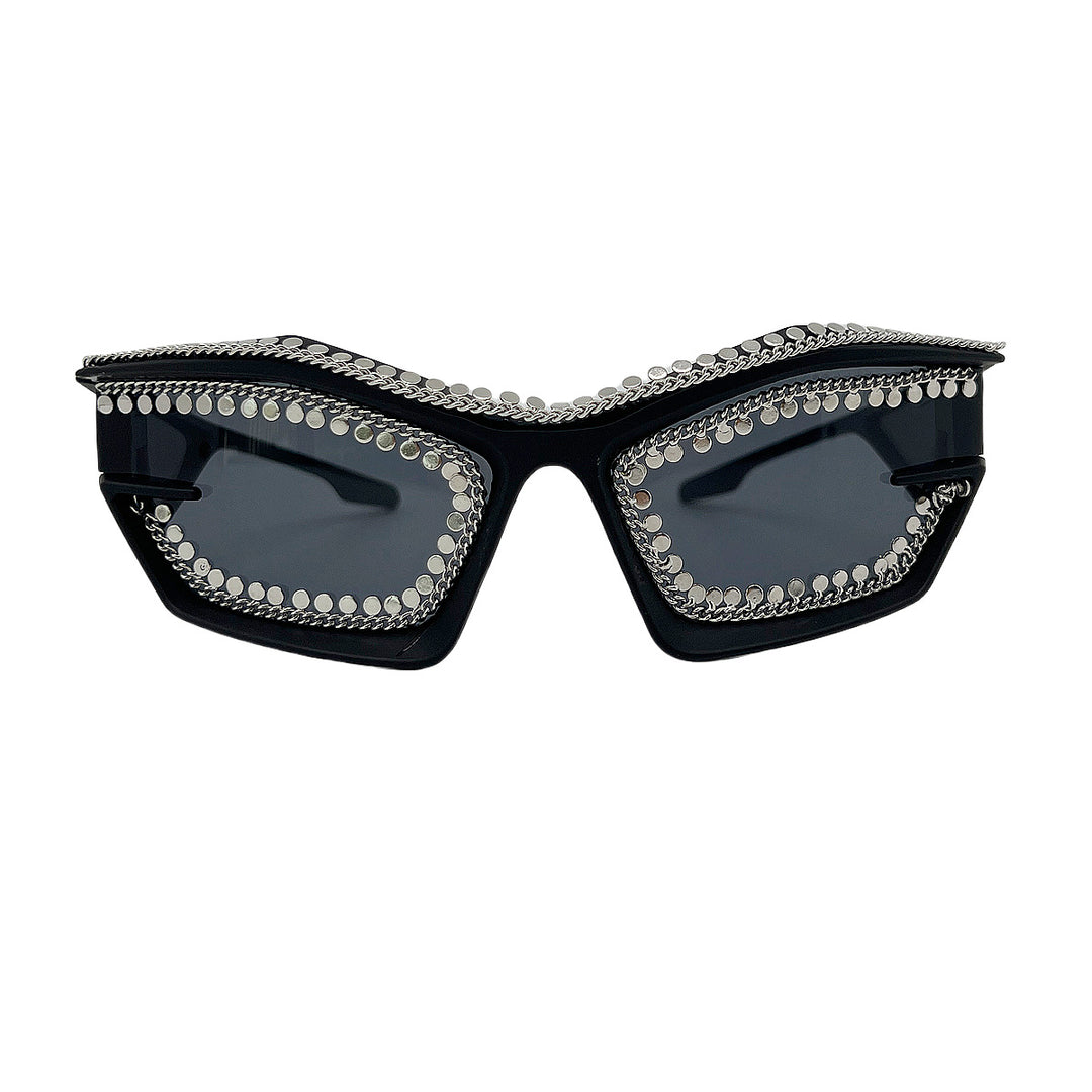 Ladies designer sunglasses in a futuristic look with sparkling rhinestone embellishment Stornfield