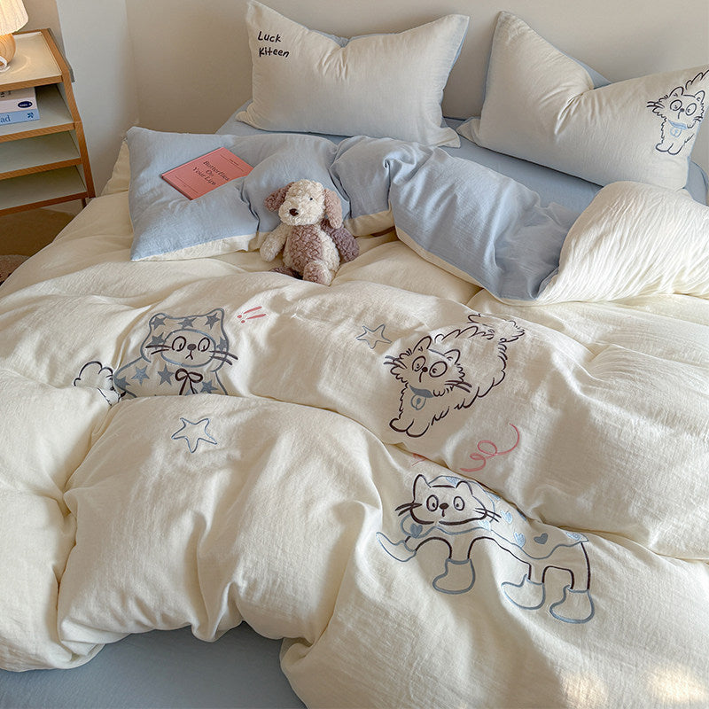 Printed Cotton Duvet Cover and Pillowcase Set