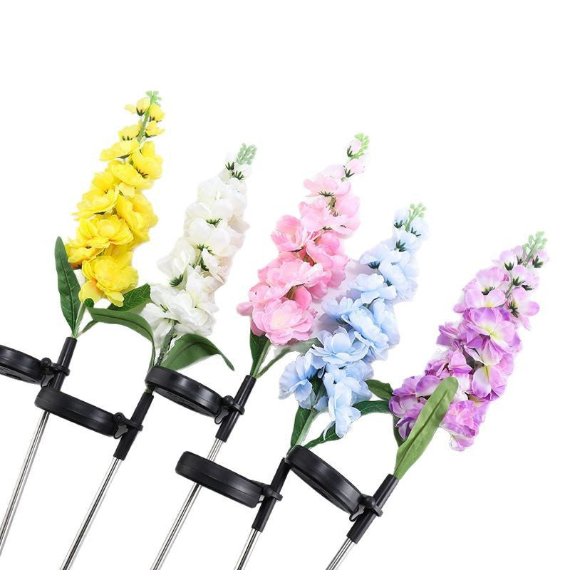 Tall Artificial Delphinium Floral Stake With Adjustable Metal Ground Spike And Removable Clamp Stornfield