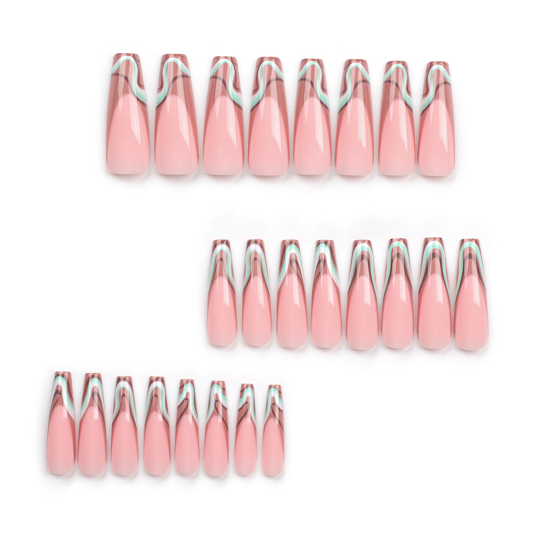 Artful acrylic nails with elegant wave design Stornfield