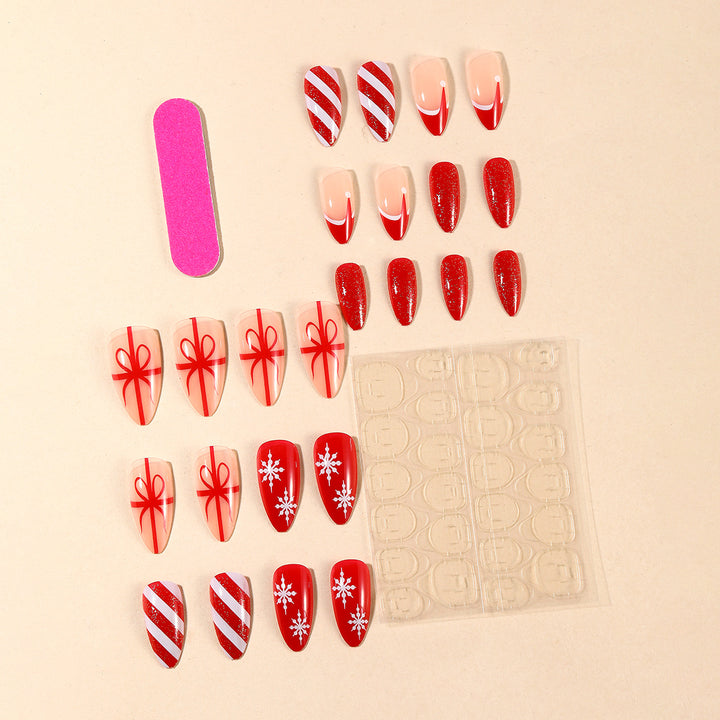 Festive Holiday-Themed Stiletto Nail Art Set Stornfield