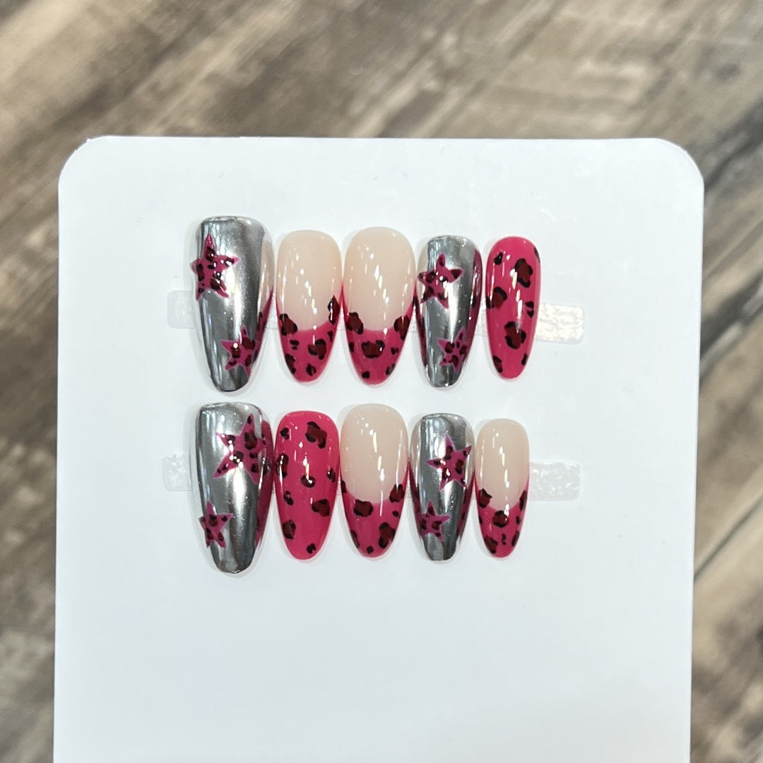 Stylish Stiletto Press-On Nail Set with Artistic Printed Designs Stornfield