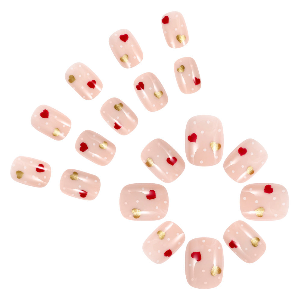 Romantic Heart-Embellished Press-On Nails Stornfield