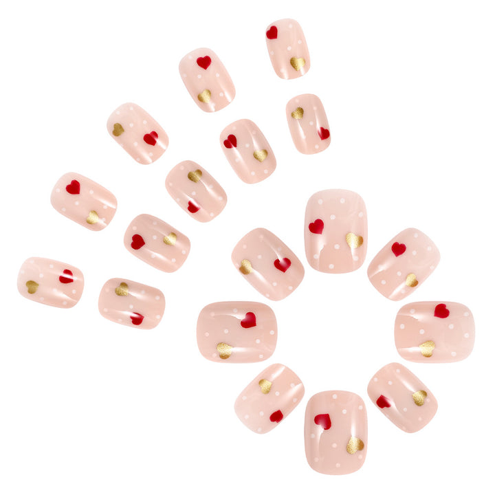 Romantic Heart-Embellished Press-On Nails Stornfield