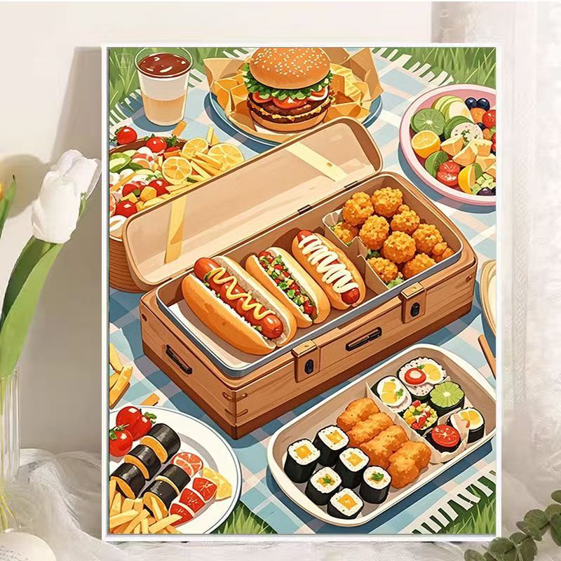 Picnic-Themed Food Illustration Wall Art Stornfield