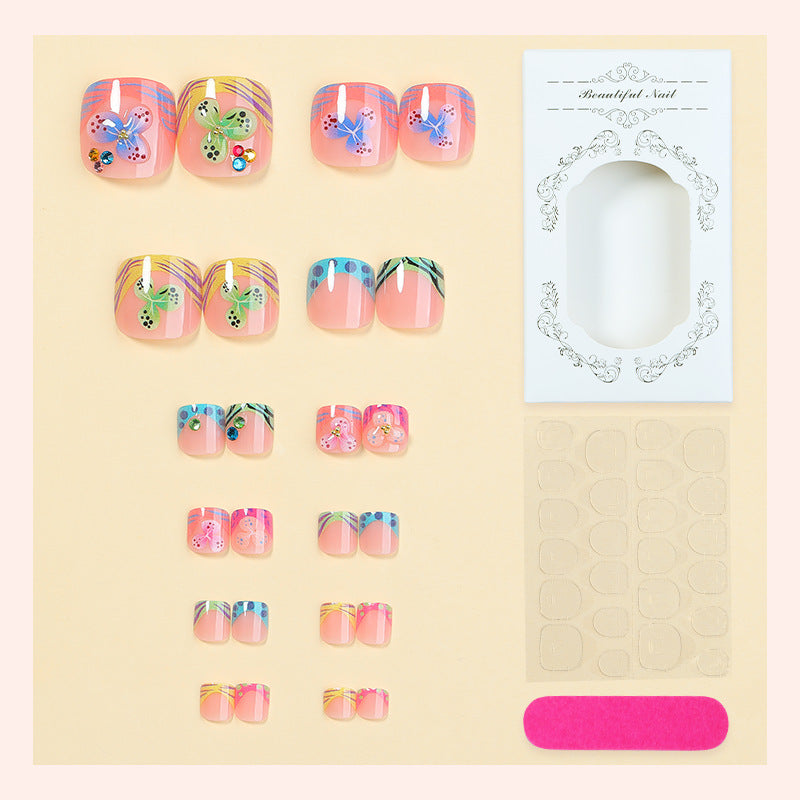 Decorative Press-On Nail Set with Elegant Butterfly Designs Stornfield