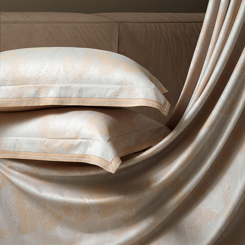 Jacquard Cotton-Sateen Duvet Cover Set with Reversible Silk-Feel Lining and Decorative Lumbar Pillow