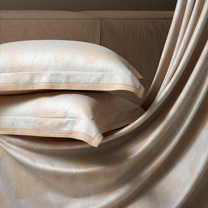 Jacquard Cotton-Sateen Duvet Cover Set with Reversible Silk-Feel Lining and Decorative Lumbar Pillow