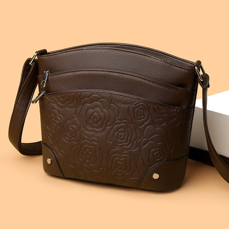 Embossed Floral Crossbody Handbag