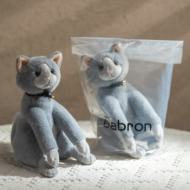 Plush Decorative Sitting Cat Toy with Pleated Ruffle Collar