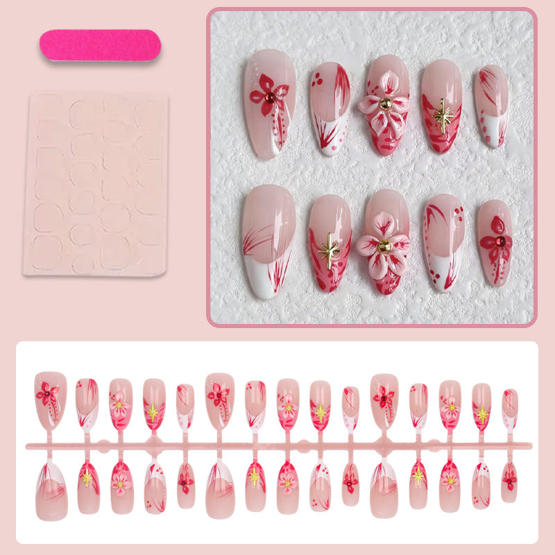 Artificial Nail Set with Floral Designs and 3D Decorations Stornfield