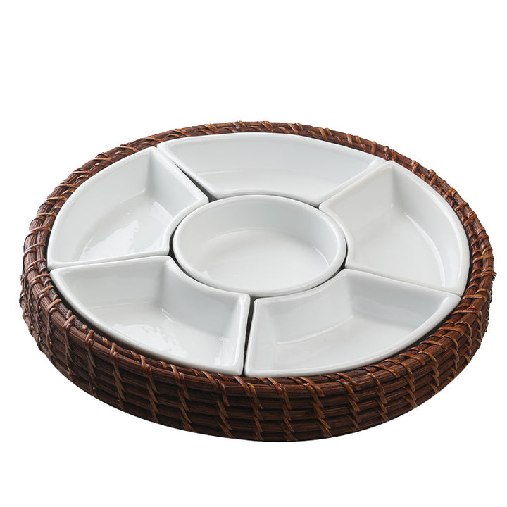Unisex Serving Platter with Integrated Dip Bowl Set Stornfield
