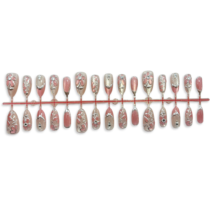 Elegant Floral Press-On Nail Set 1790745273