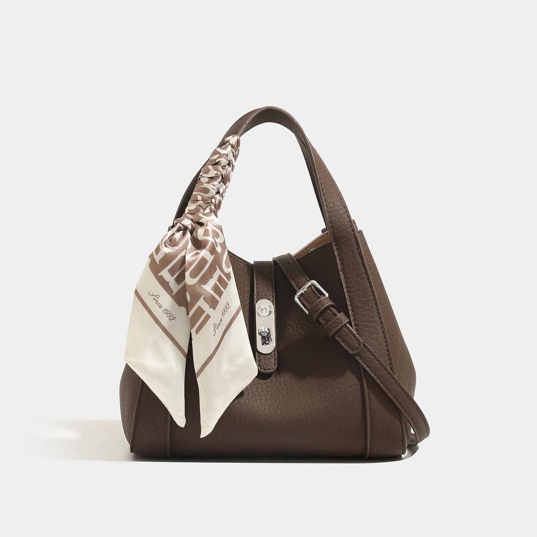 Stylish Structured Handbag with Scarf Detail
