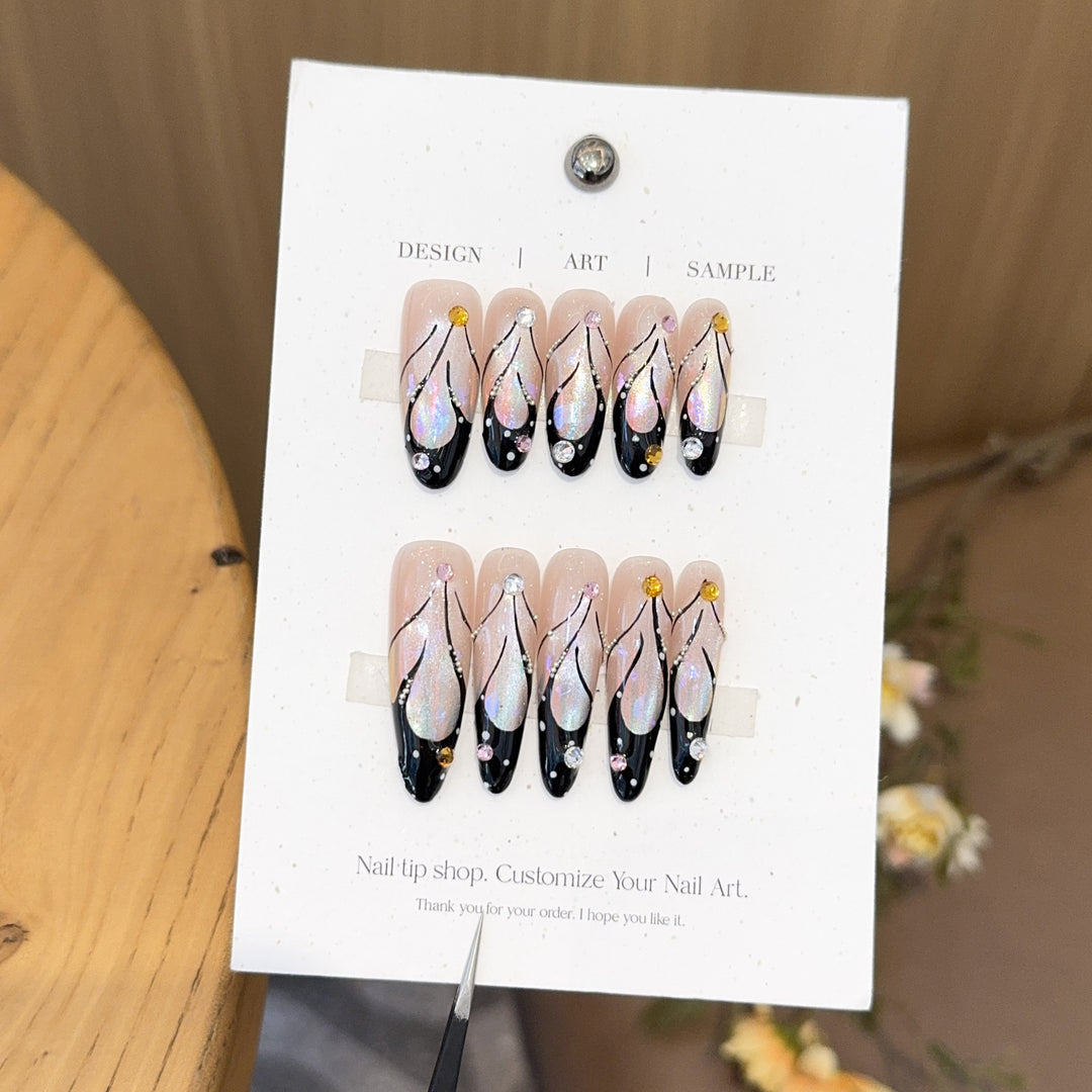 Artificial nails with artistic holographic accents Stornfield