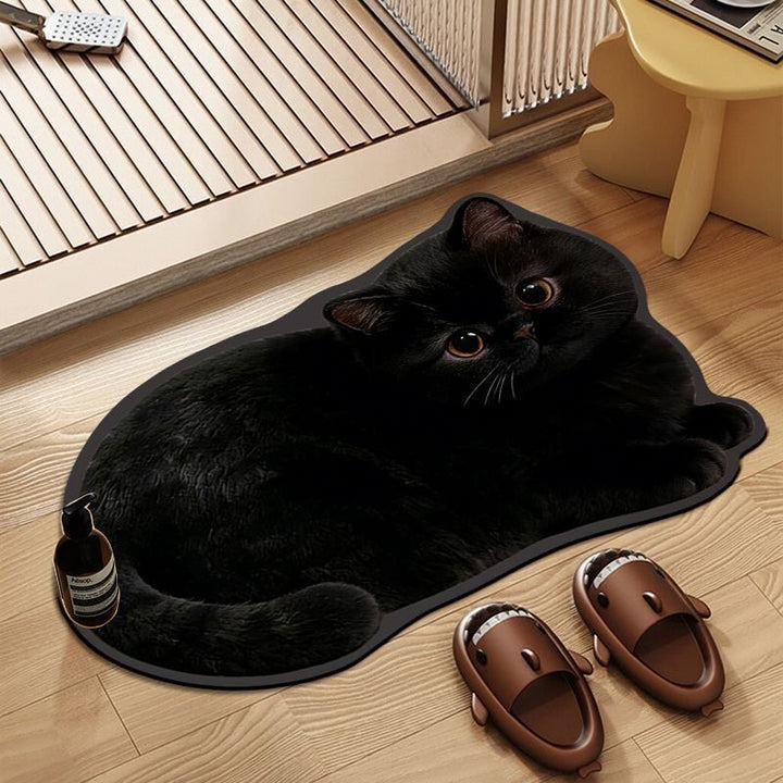 Cat-Shaped Plush Bath Mat
