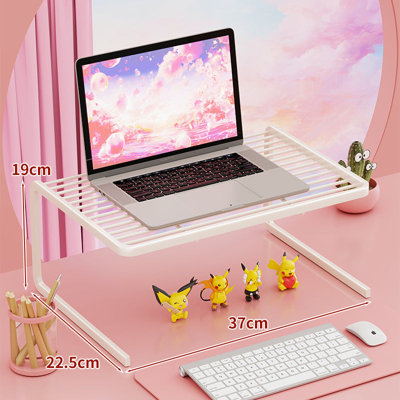 Two Tier Adjustable Metal Laptop and Monitor Riser with Ventilated Slatted Shelves