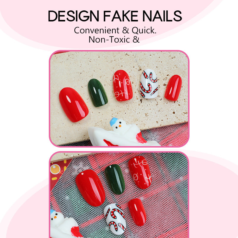 Artificial nail set with festive Christmas designs Stornfield