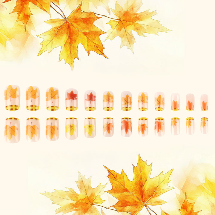Seasonal Leaf-Themed Press-On Nails Stornfield