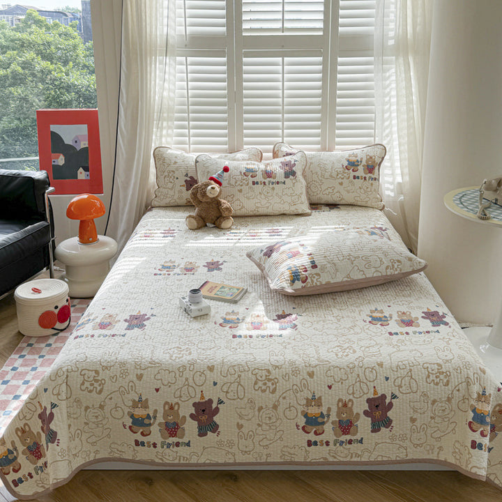 Quilted Space-Themed Bedspread Set with Pillow Shams