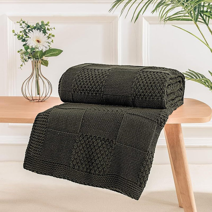 Textured Knit Throw Blanket