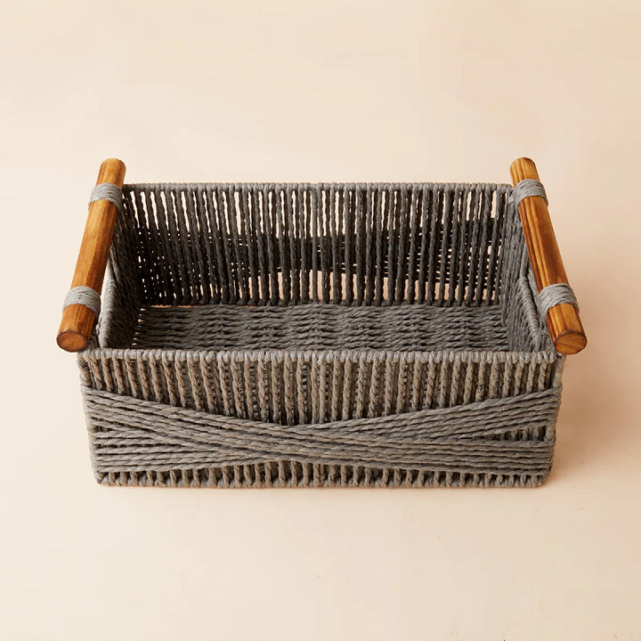 Handwoven Storage Basket with Wooden Handles Stornfield