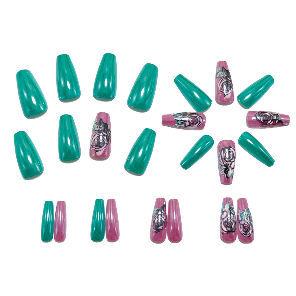 Artificial nails with elegant rose design Stornfield