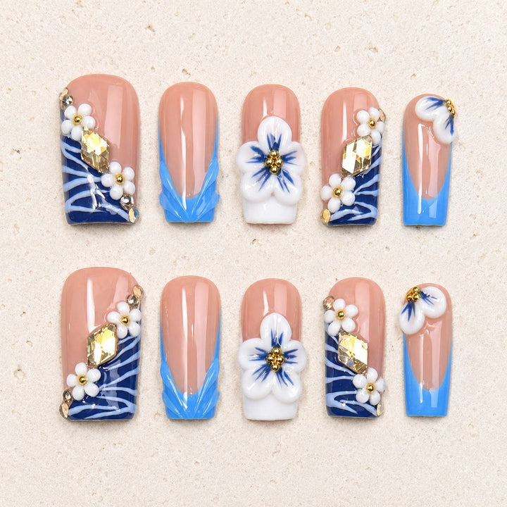 Decorative 3D Floral Press-On Nail Art