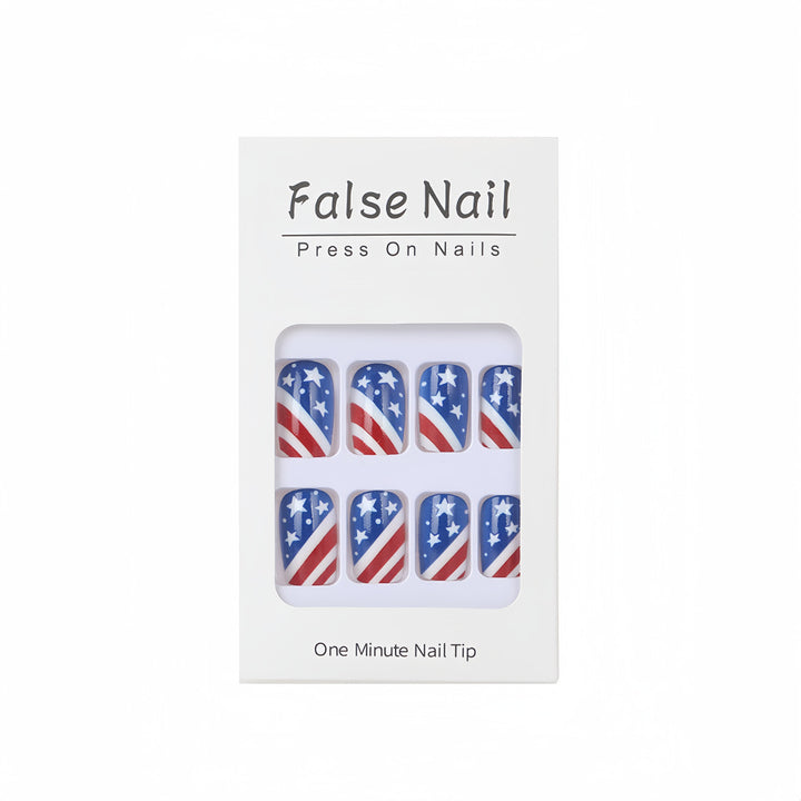 Artificial nails in patriotic stars and stripes design Stornfield