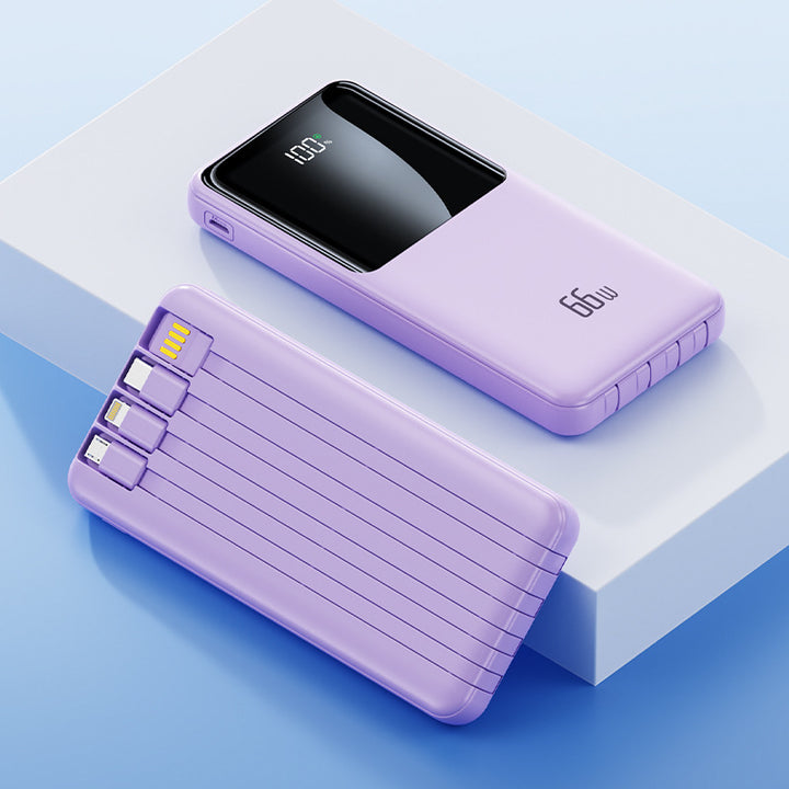 Portable power bank with integrated charging cables and LED battery status indicator Stornfield