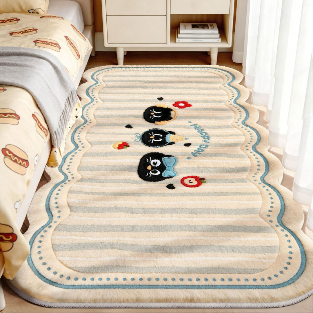 Plush Playful Bunny and Mushroom Area Rug